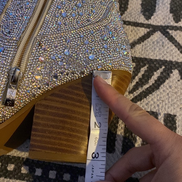 Stunning Brand New Rhinestone Cowboy Boots Fully Embellished Bedazzled Zip Ankle - Picture 4 of 9